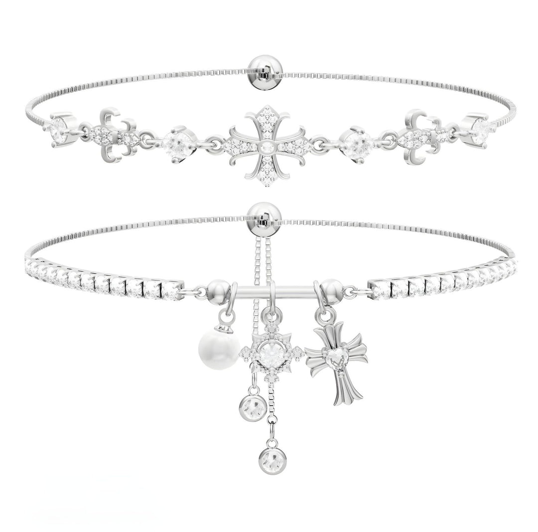 Cross & Starburst Stackable Bracelet Set (Light Luxury Niche Exquisite Bracelet Set)