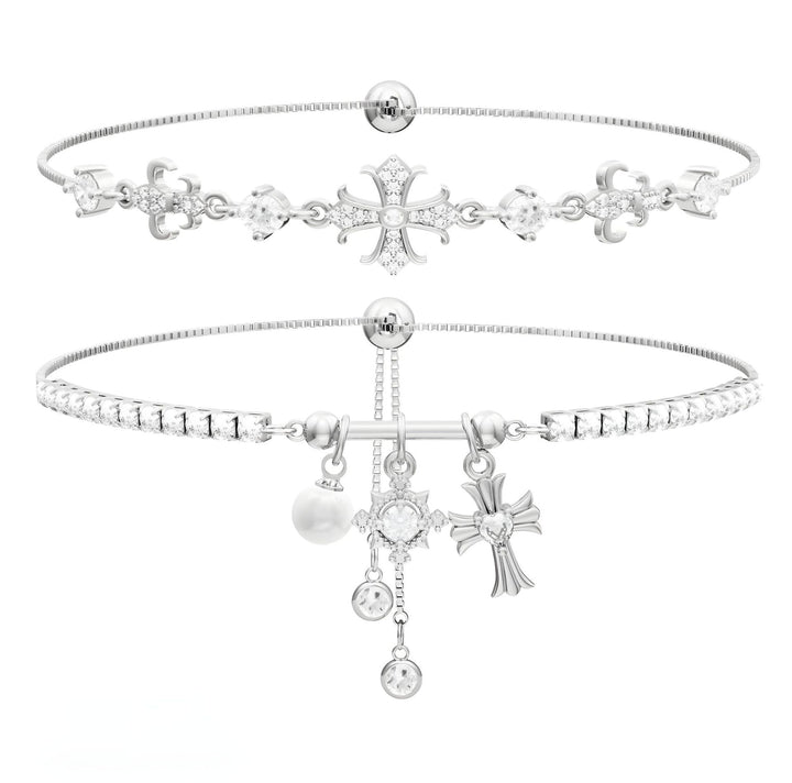 Cross & Starburst Stackable Bracelet Set (Light Luxury Niche Exquisite Bracelet Set)