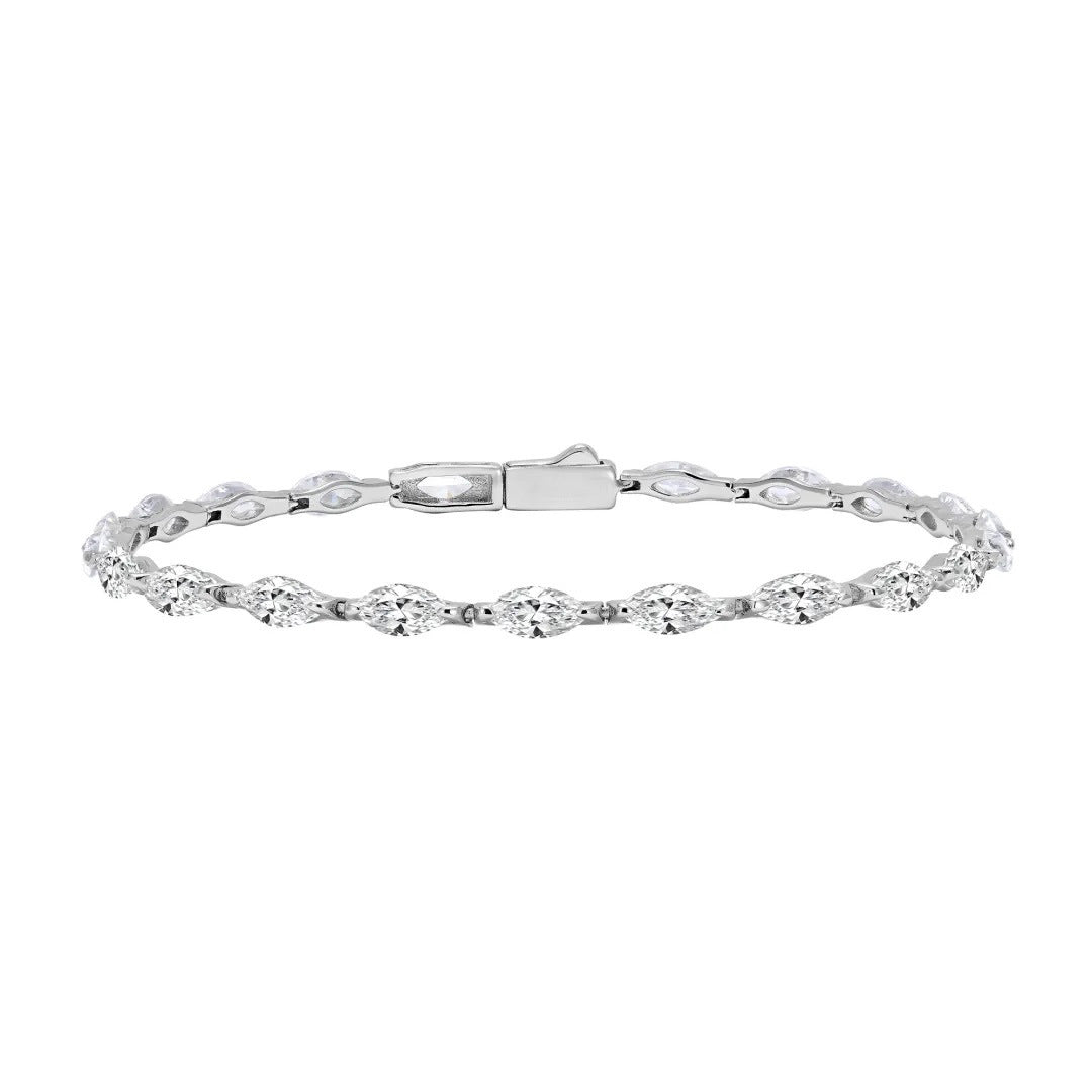 Marquise Cut Diamond Tennis Bracelet, Luxurious Full Stone Thin Bracelet for Women