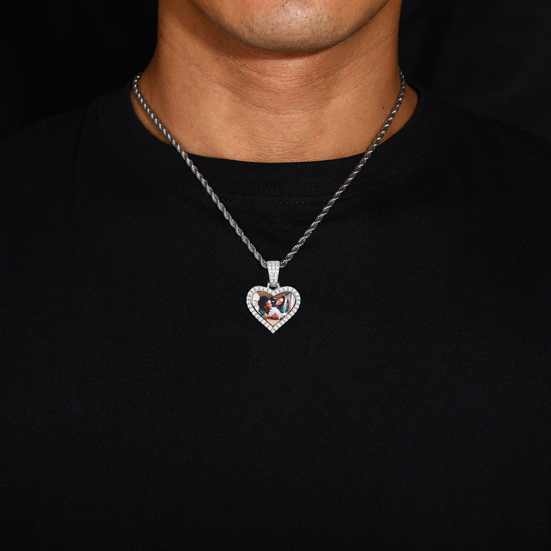 Heart Custom Photo Diamond-Studded Necklace (Memorial Exclusive Style)