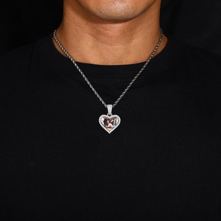 Heart Custom Photo Diamond-Studded Necklace (Memorial Exclusive Style)