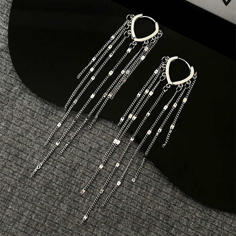 Sequin Tassel Long Threader Earrings (2 Colors Delicate Luxury Drop Earrings)
