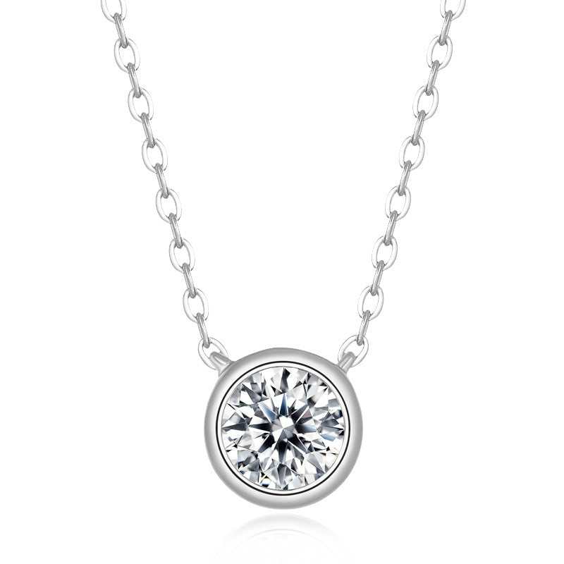 S925 Sterling Silver Rose Gold Plated Moissanite Pendant Necklace