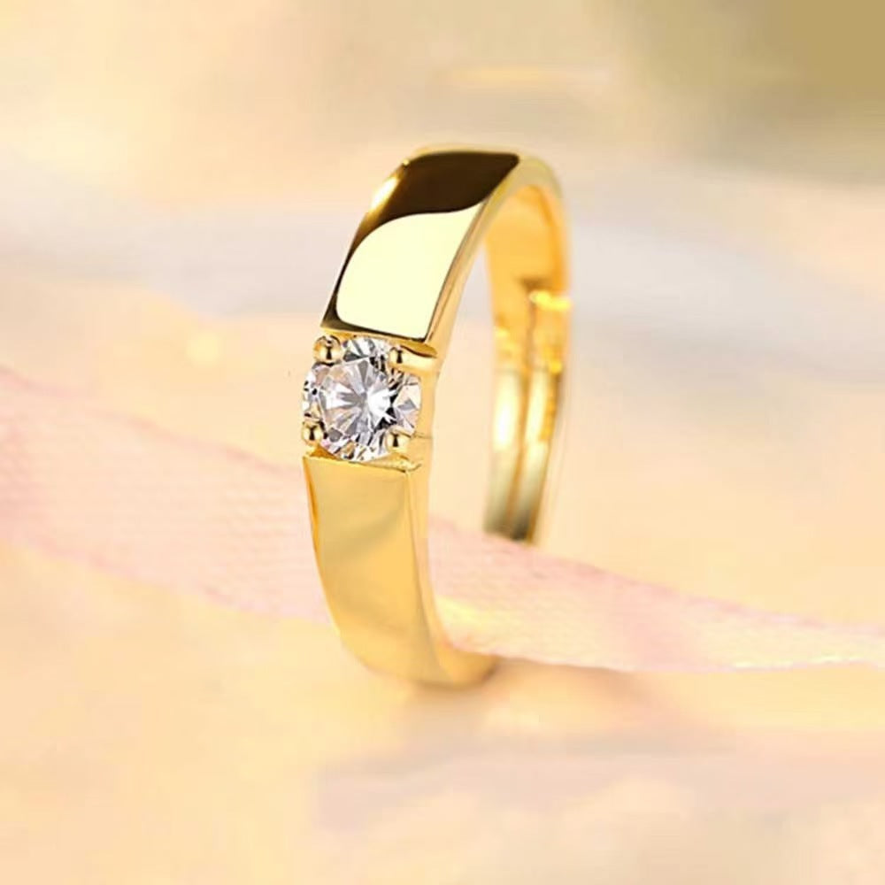 Crown of Love Couple Rings (Four-Prong 1-Carat Diamond Open Wedding Rings)