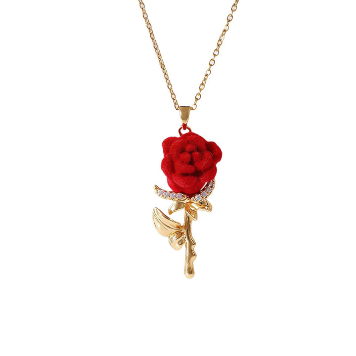 Velvet Red Rose Series Gold-Plated Collarbone Necklaces, 4 Styles Vintage Romantic Rose Pendant Thin Chains, Valentine’s Day Gift Jewelry