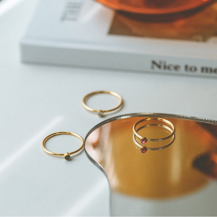 14K Gold-Filled Minimalist Zircon Ring for Women