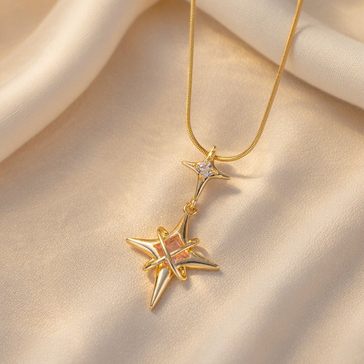 Double Star Pink Diamond Necklace