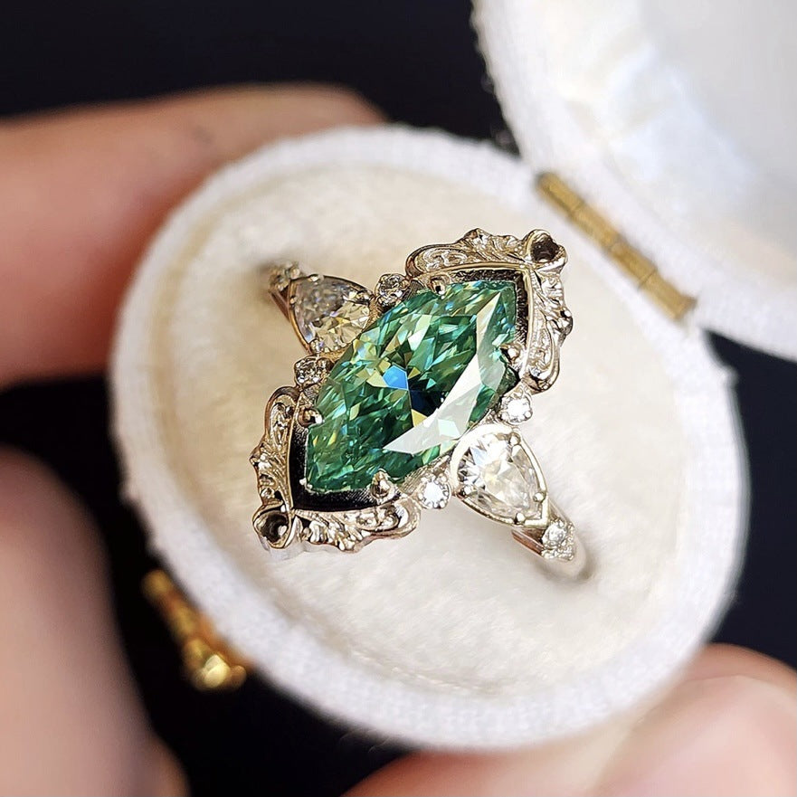 Victorian Style Marquise Cut Vintage Diamond Ring