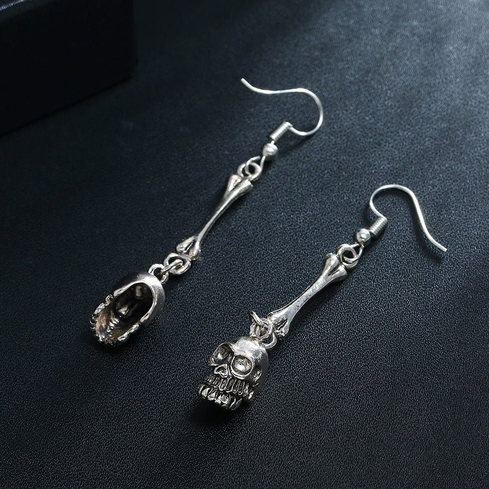 Halloween Exaggerated Skull Tassel Necklace & Earrings Set