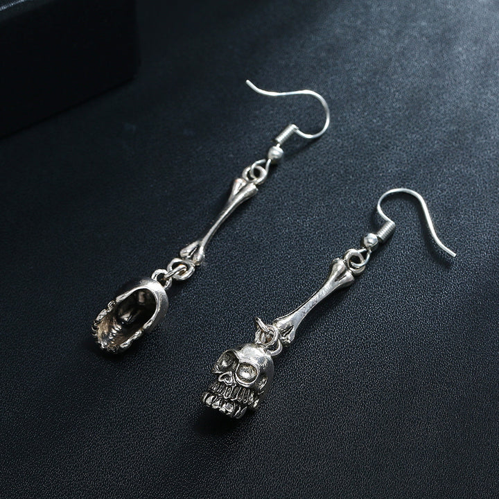 Halloween Exaggerated Skull Tassel Necklace & Earrings Set