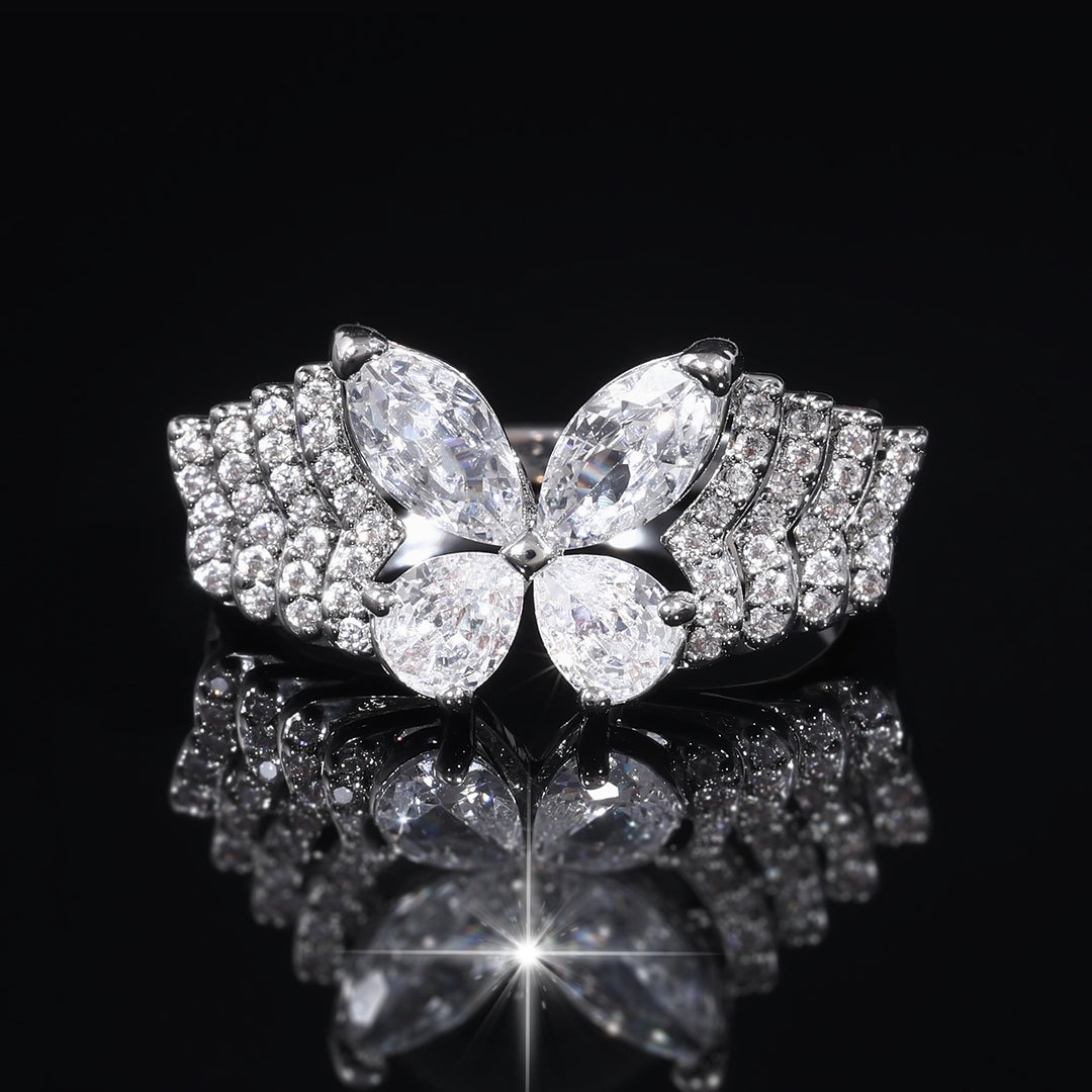 Full Pavé Butterfly Ring (Light Luxury Niche Romantic Band)