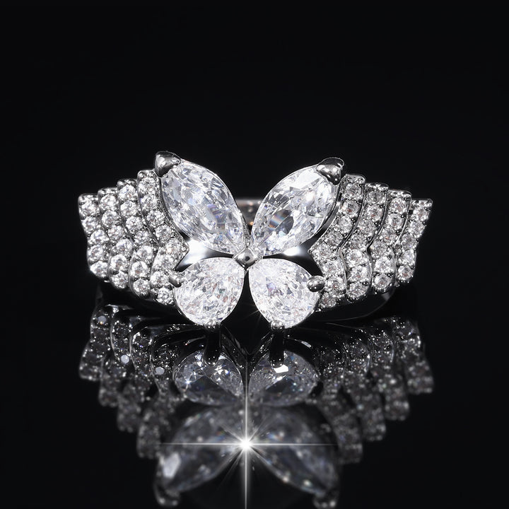 Full Pavé Butterfly Ring (Light Luxury Niche Romantic Band)