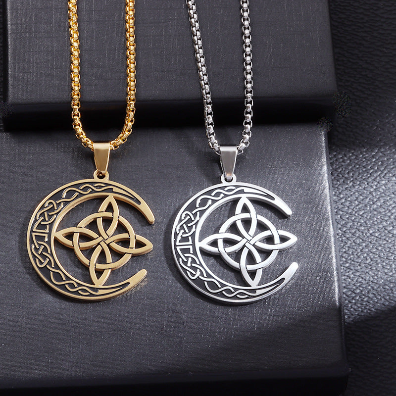 Vintage Celtic Witch Knot Hollow Pendant Street Style Necklace