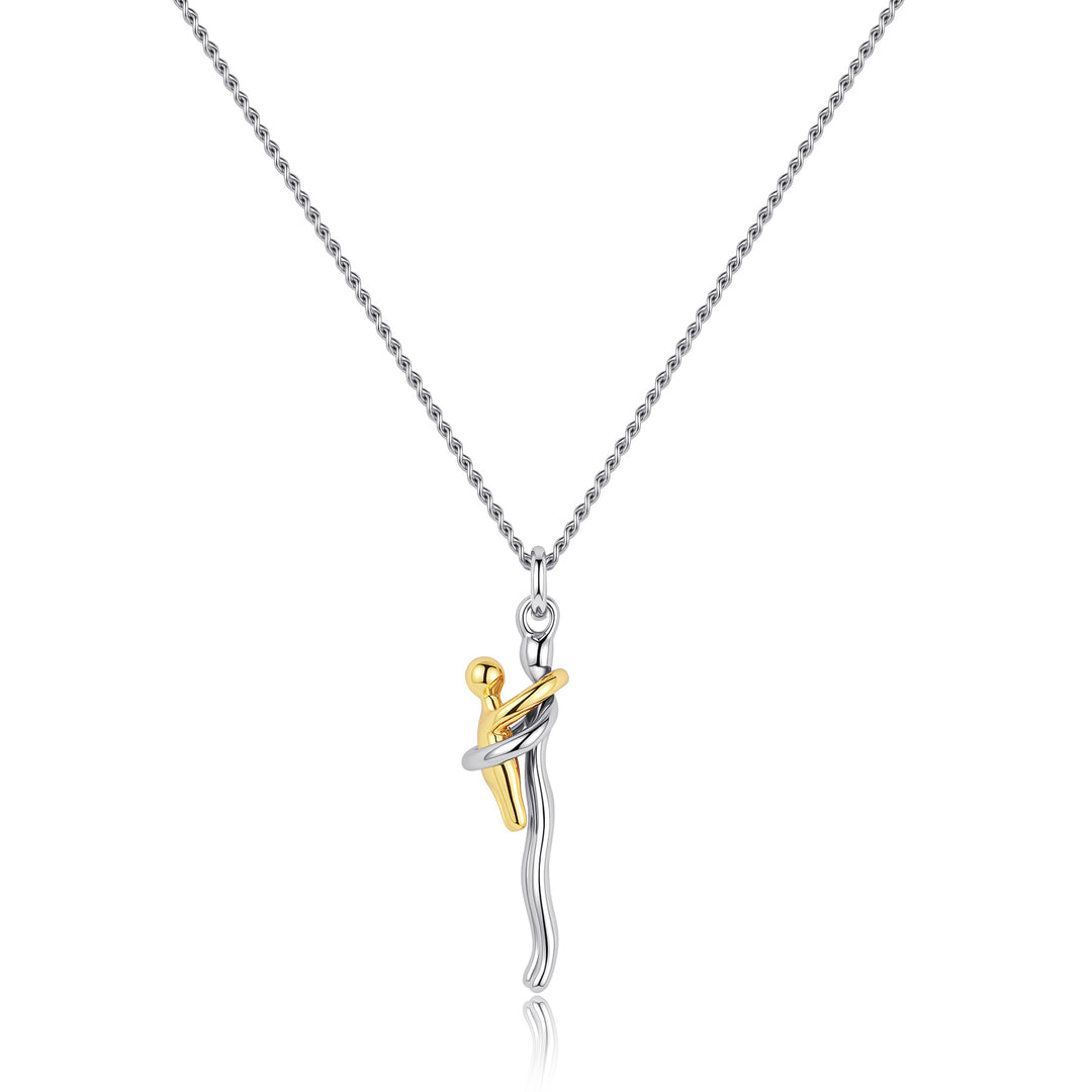Elegant Mother and Child Embrace Pendant Necklace