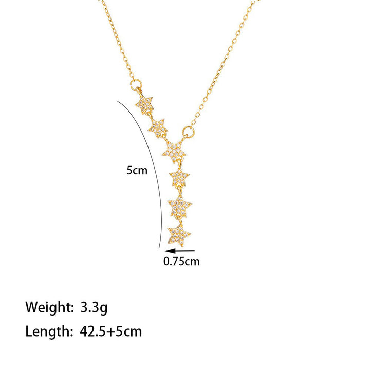 Pavé Starburst Linear Necklace (Light Luxury Niche Clavicle Chain)