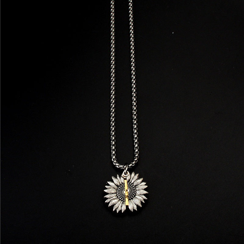 Fashion Creative Openable Sunflower Pendant Alloy Versatile Sweater Chain