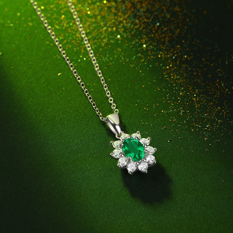 S925 Sterling Silver Emerald Green Pendant