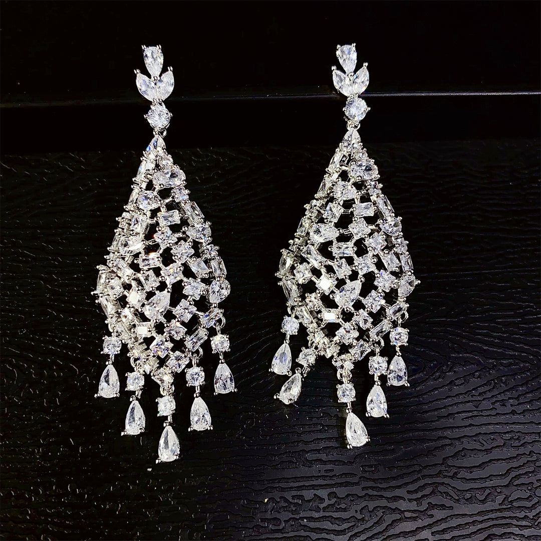 925 Sterling Silver Cubic Zirconia Bridal Micro-Pavé Earrings