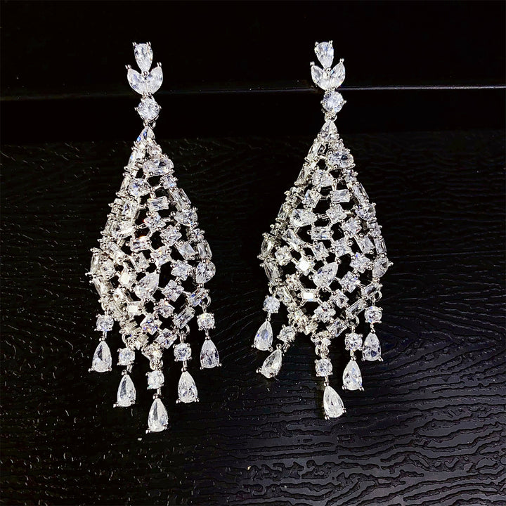 925 Sterling Silver Cubic Zirconia Bridal Micro-Pavé Earrings