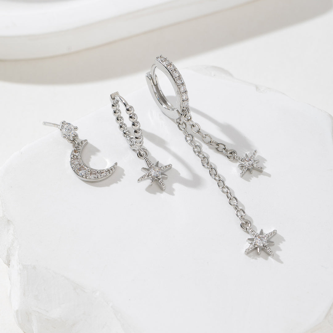 Zircon Butterfly, Flower, Star & Moon Earring Set – Elegant Luxury Style