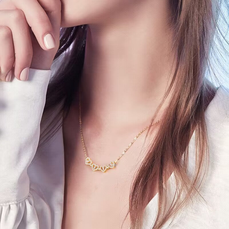 Transformable Heart Double Layer Choker Set (Light Luxury Niche Romantic Necklace)