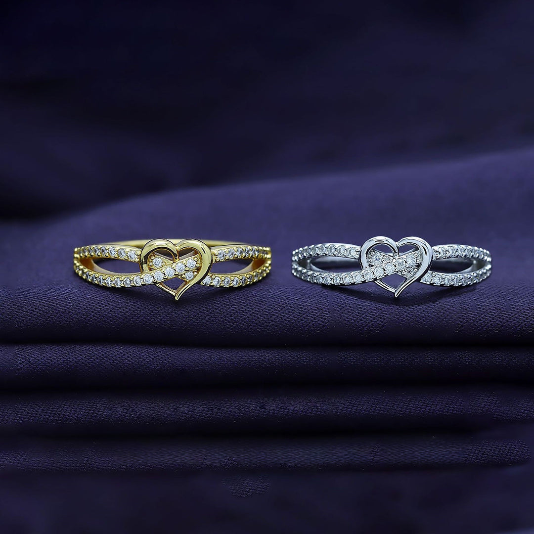 Intertwined Double Heart Pave Ring (Light Luxury Niche Romantic Band)