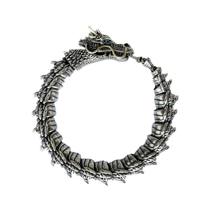 Punk Dragon Head Bracelet for Men – Vintage Thai Silver Bold Design