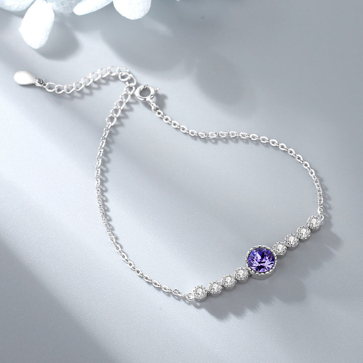 S925 Sterling Silver Ocean Heart Crystal Bracelet for Women