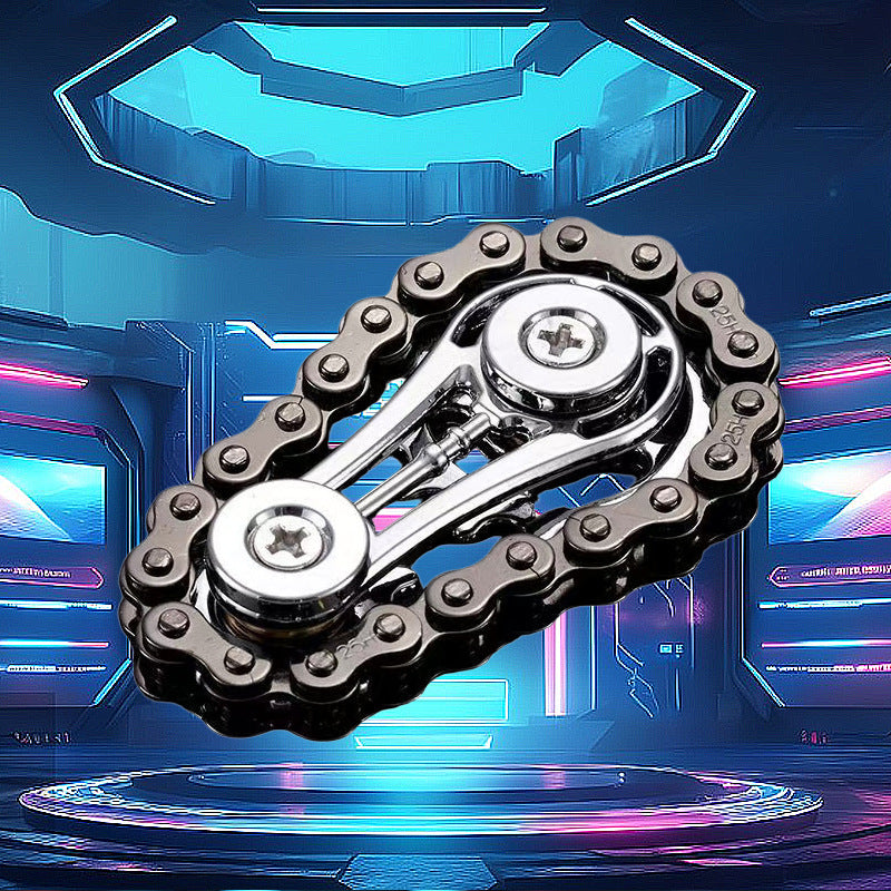 Gear Chain Metal Fidget Spinner (Stress-Relief High-Tech Creative Finger Toy)