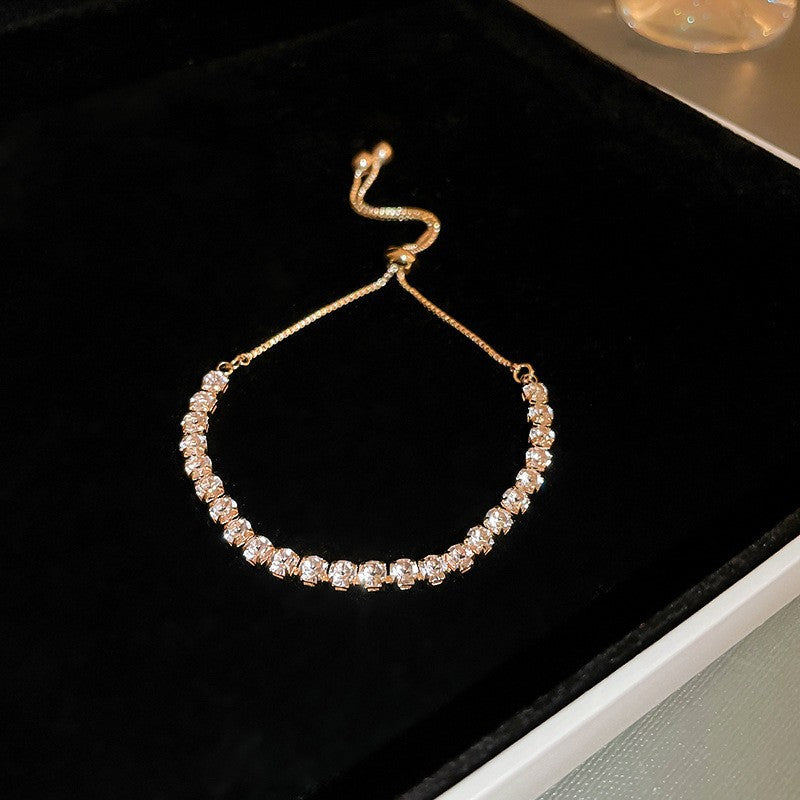 4mm Round Zircon Full-Diamond Tennis  Adjustable Bracelet