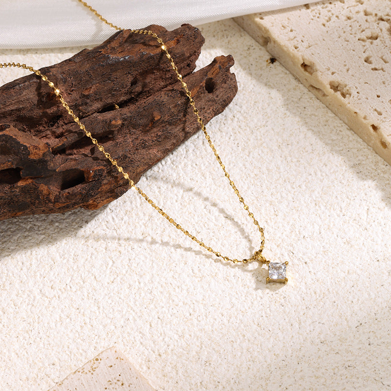 Square Diamond Minimalist Choker (Light Luxury Niche Versatile Necklace)