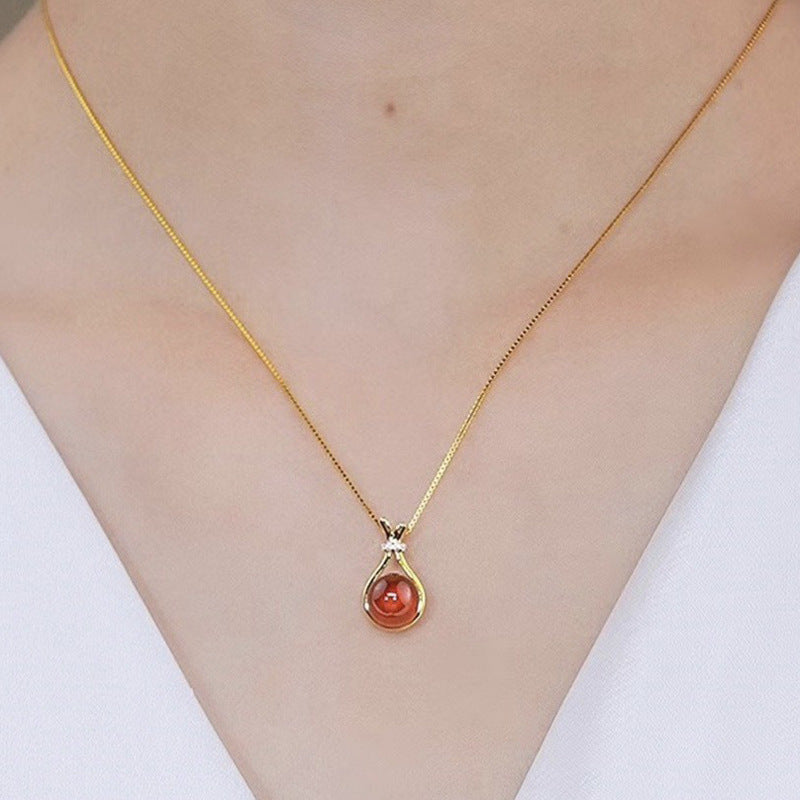 Droplet Gemstone Necklace Set (Light Luxury Niche Gentle Necklace)