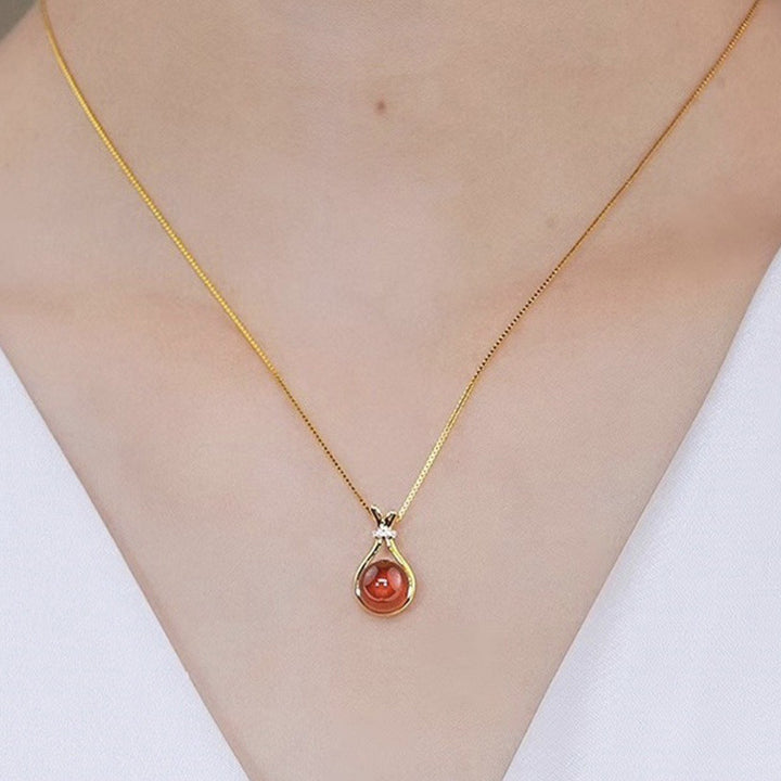 Droplet Gemstone Necklace Set (Light Luxury Niche Gentle Necklace)
