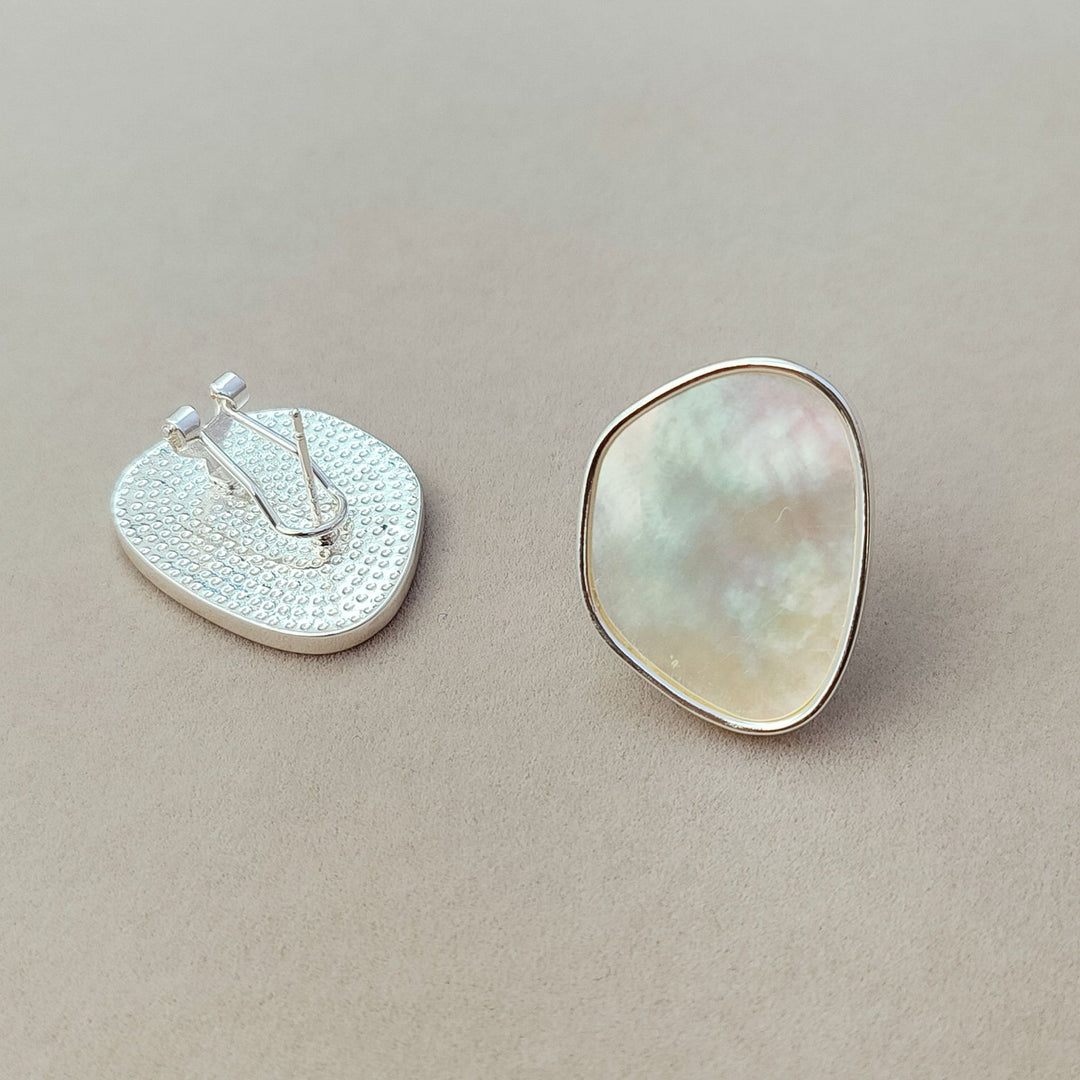 Irregular Geometric White Shell Earrings