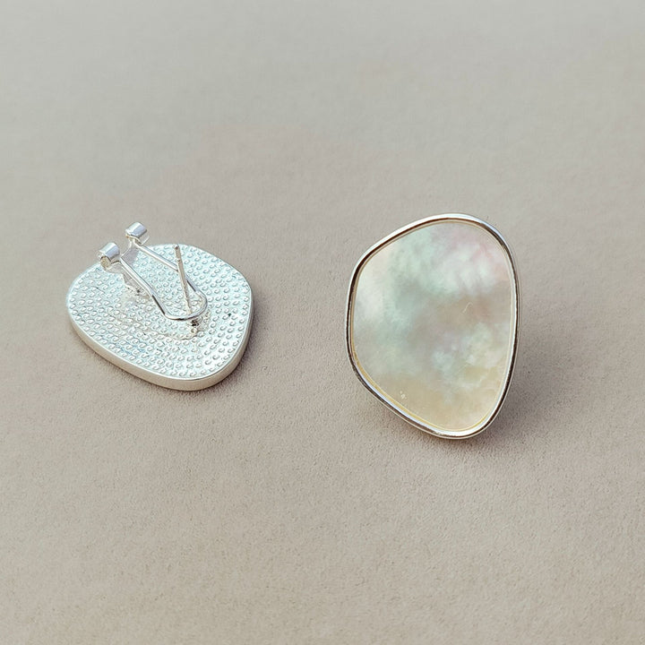 Irregular Geometric White Shell Earrings
