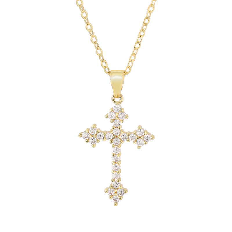 S925 Sterling Silver Full Diamond Cross Necklace – Hip-Hop Minimalist Unisex Design