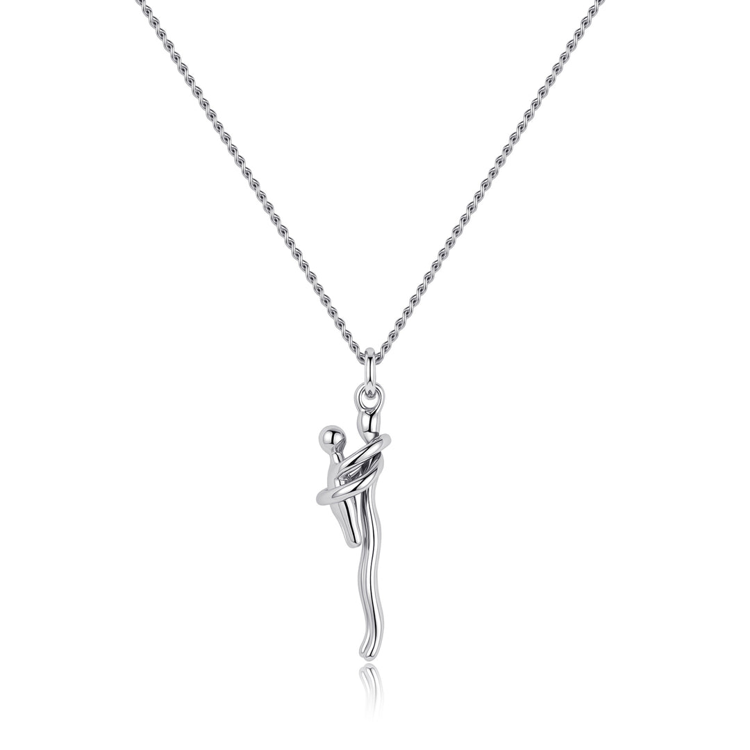 Elegant Mother and Child Embrace Pendant Necklace