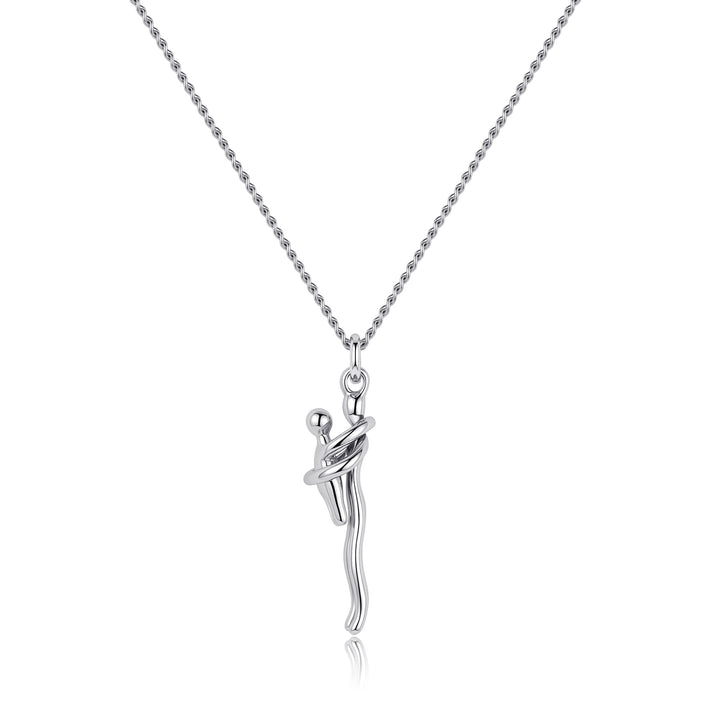 Elegant Mother and Child Embrace Pendant Necklace