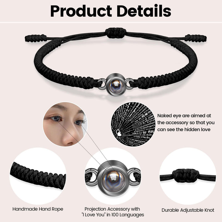 100 "I Love You" Projection Stone Magnetic Couple Bracelet (Multi-Language Confession Memorial Style)