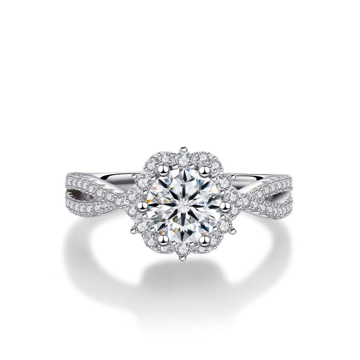 Floral Halo Twist Shank Diamond Ring (Light Luxury Niche Proposal & Engagement Band)