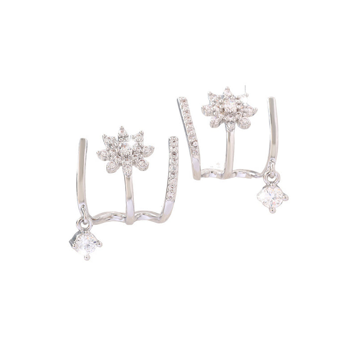 Snowflake Micro-Diamond Three-Prong Earrings (Sweet Vitality Luxury Style)
