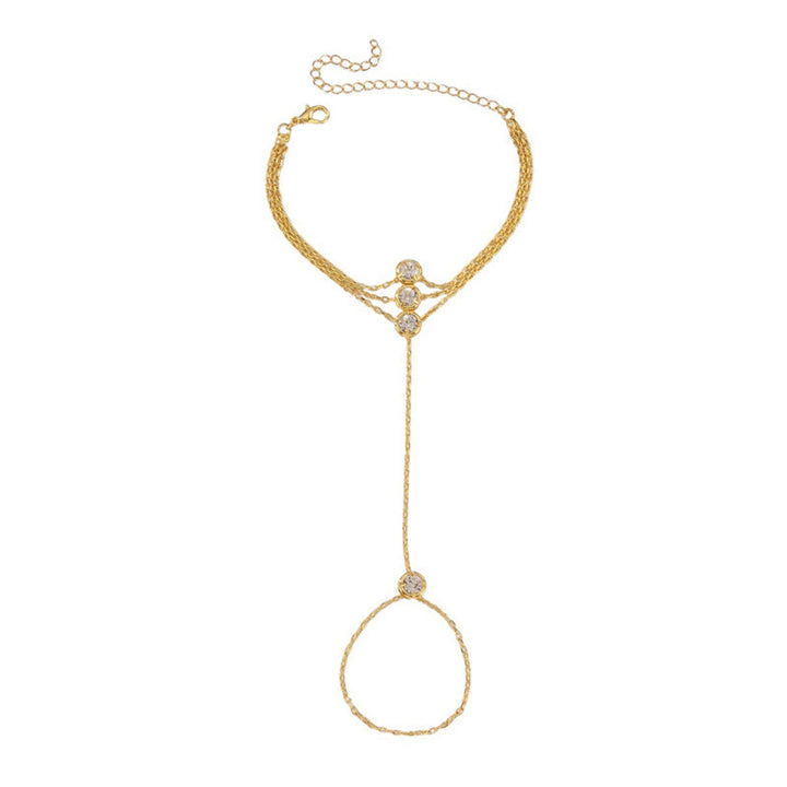 Luxury Gemstone/diamond Hand Chain Bracelet (Gold Tone Multi-Style Finger Bracelet)