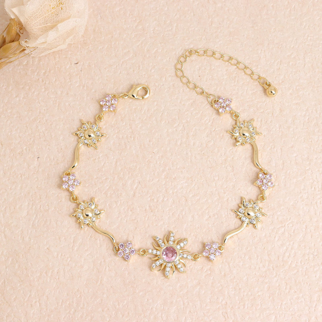 Elegant Gold-Plated Purple Sunflower Bracelet for Women