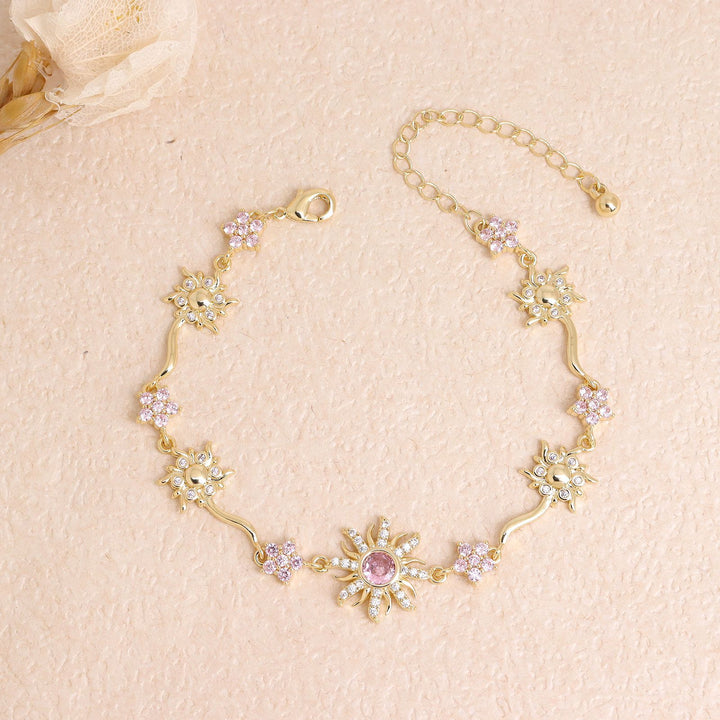 Elegant Gold-Plated Purple Sunflower Bracelet for Women