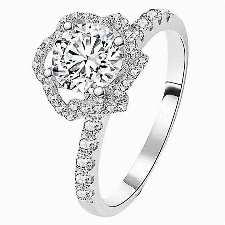 Floral Halo Center Stone Ring (Light Luxury Niche Engagement Ring)