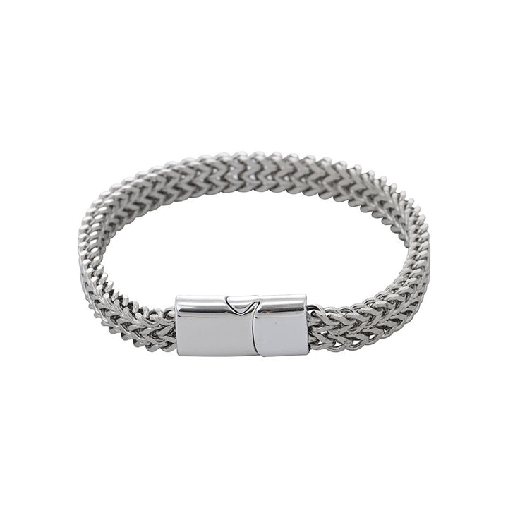 Hip-Hop Stainless Steel Double-Sided 8×4mm Fish Scale Bracelet
