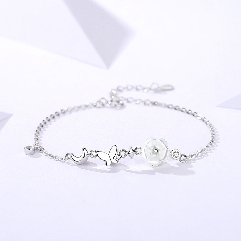 “Floral Butterfly Dance” S999 Pure Silver Jewelry Set – Bracelet / Necklace / Earrings