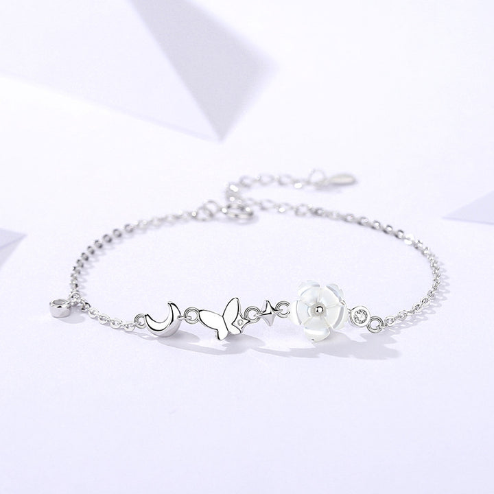 “Floral Butterfly Dance” S999 Pure Silver Jewelry Set – Bracelet / Necklace / Earrings