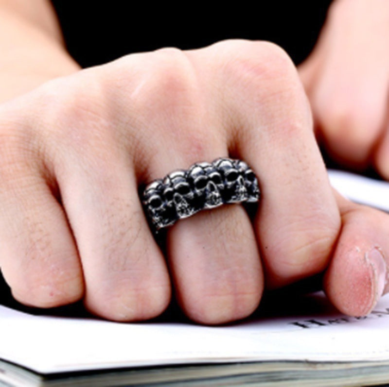 Vintage Men's Demon Skull Ring – Bold Gothic Style (Size 7–13)