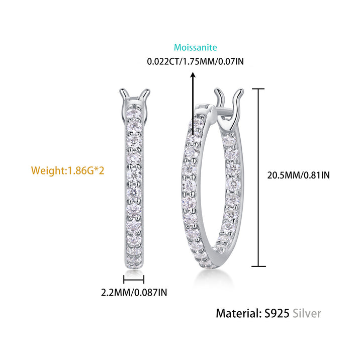 Fashion Luxury S925 Sterling Silver Moissanite Hoop Earrings for Women